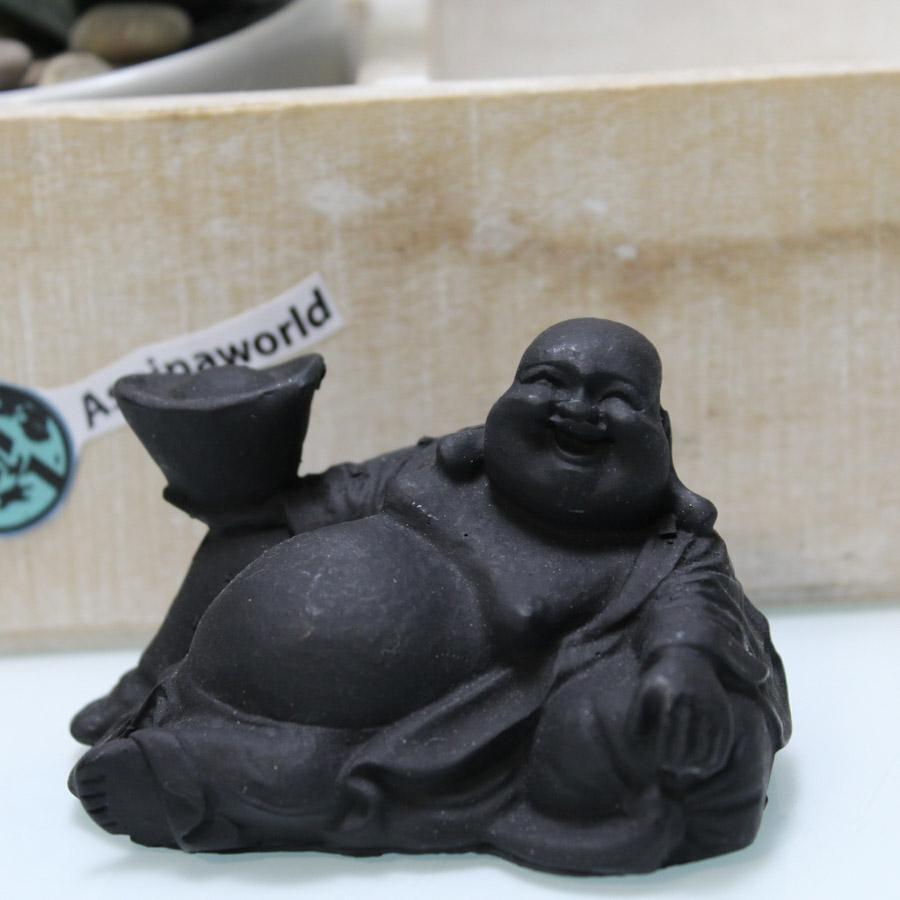 Buddha Figur schwarz liegt  6 cm