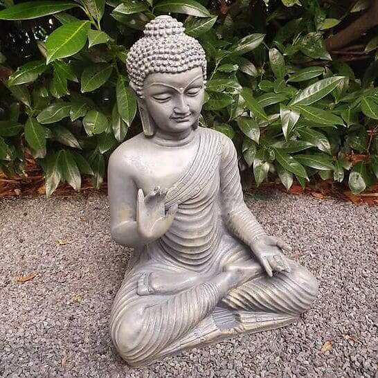 Gartenfigur Meditierende sitzende Buddha Figur Beton Optik 45 cm
