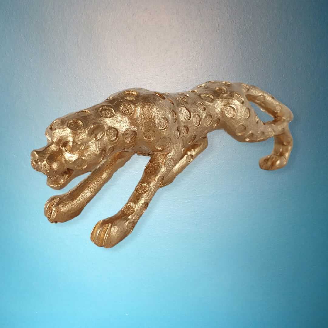 Leoparden Figur im Goldton 15 cm lang
