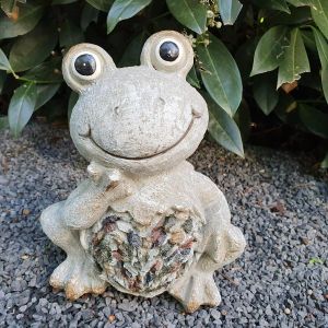 Gartenfigur graue Frosch Figur 18 cm