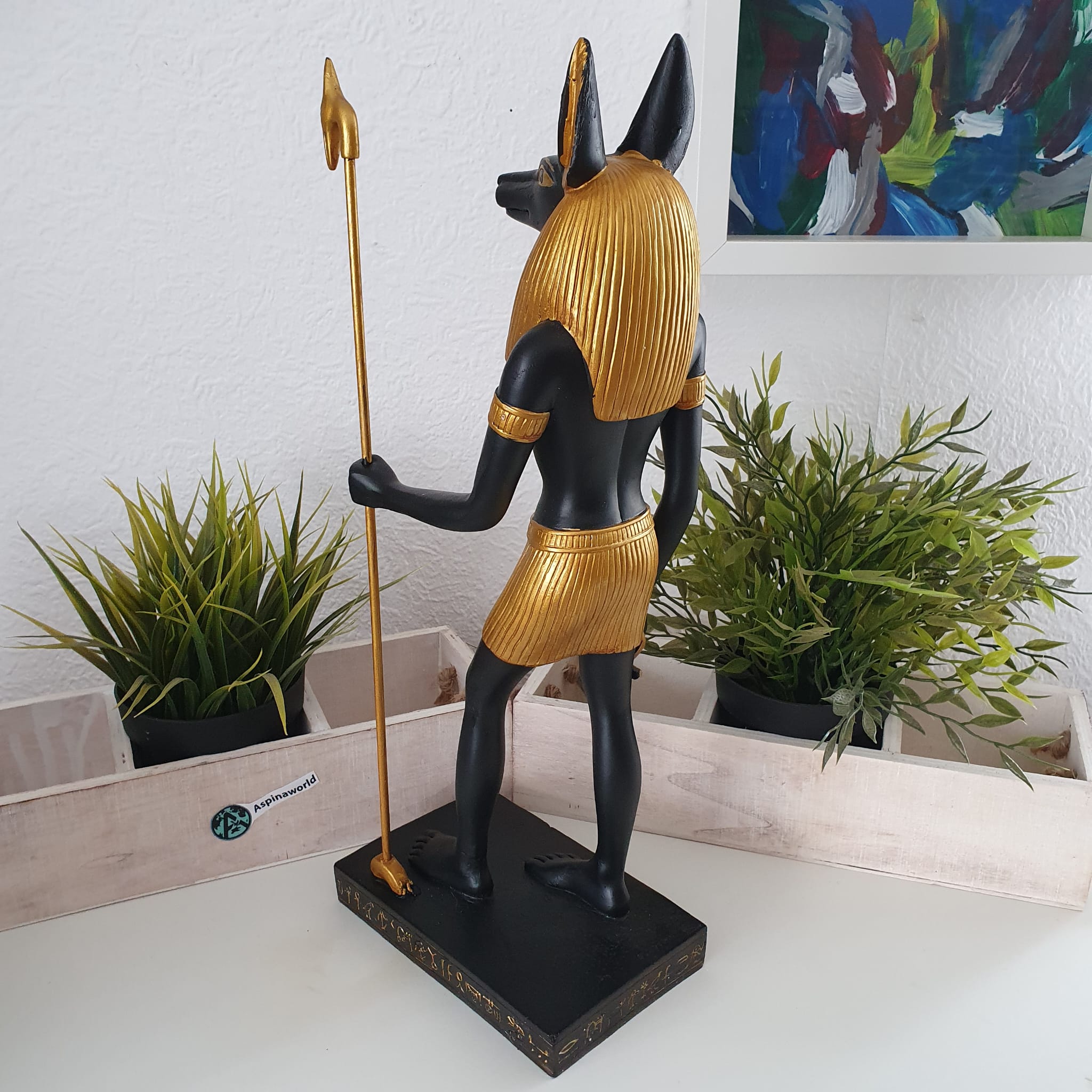 Anubis Figur steht mit Speer im Arm 41 cm 