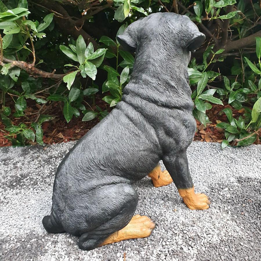 Gartenfigur Sitzende Rottweiler Figur 50 cm