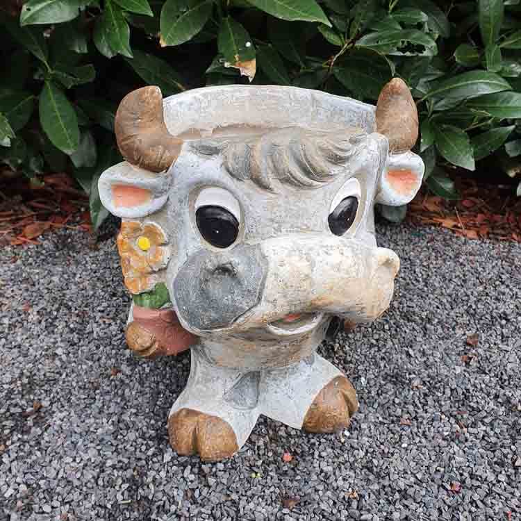 Gartenfigur Kuh Figur als Blumentopf 35 cm