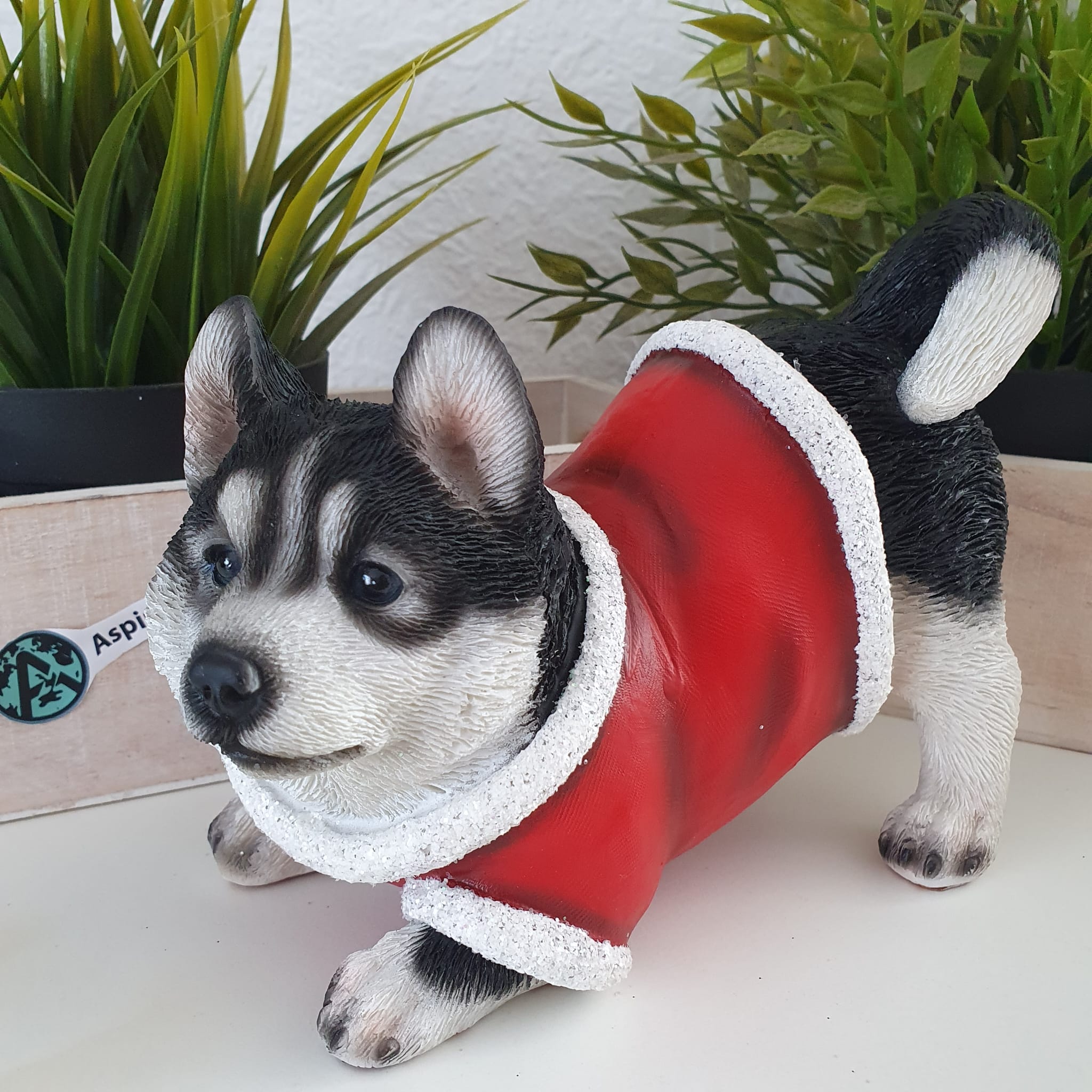 Weihnachts Hunde Figur Husky 13 cm