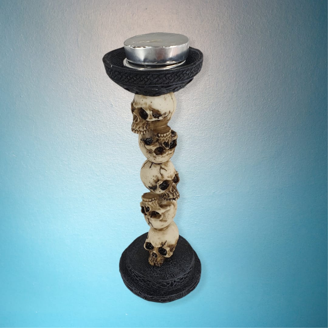 Totenkopf Säule als Teelichthalter 18 cm