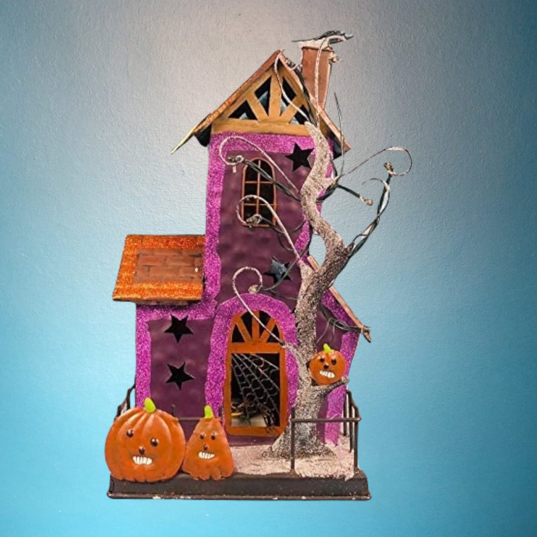 Metall Halloween Haus 43 cm LED+Sound bei Klatschen