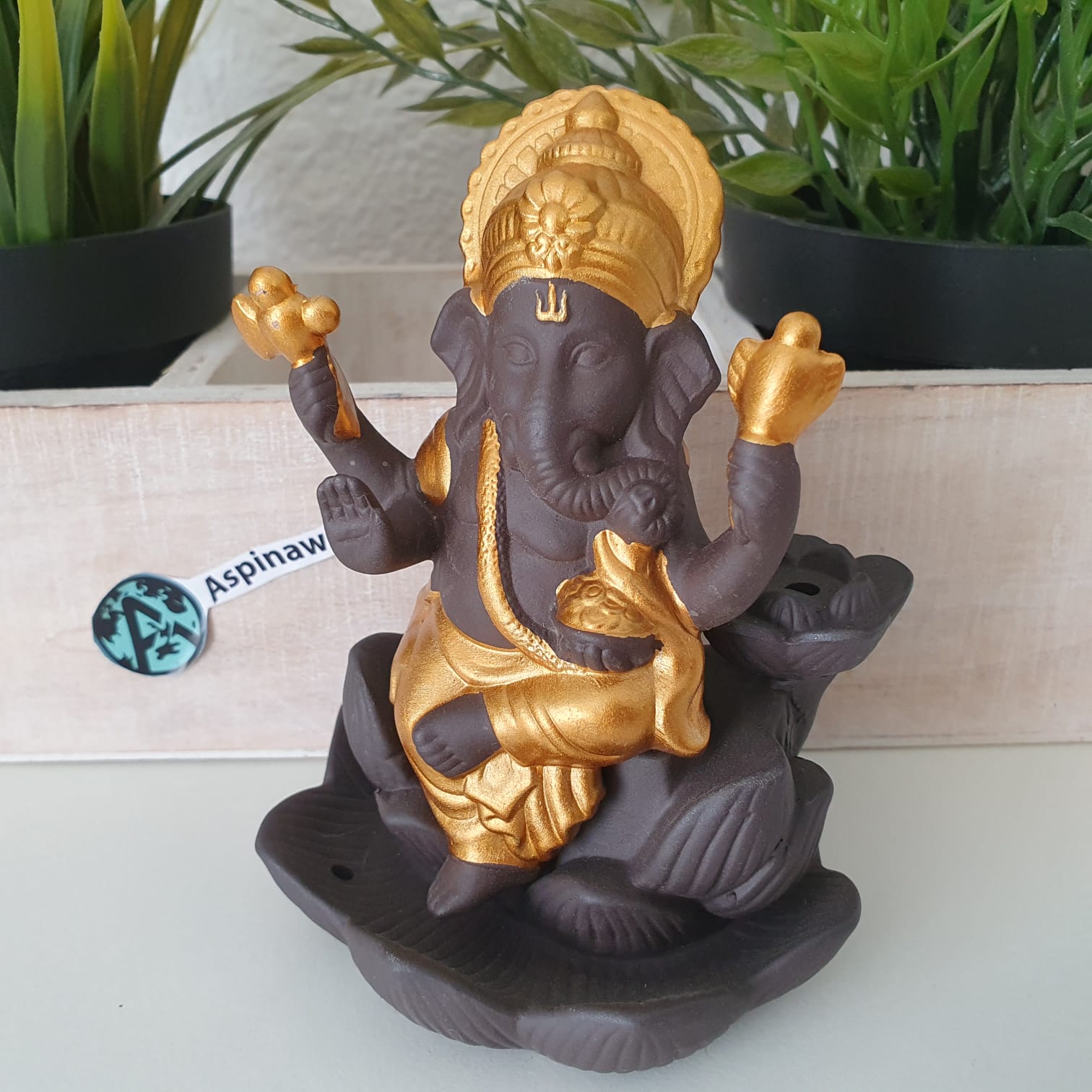 Räucherstäbchenhalter Ganesha Rückfluss 13 cm
