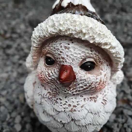 Gartenfigur Winter Vogel Figur mit Mütze 16 cm 