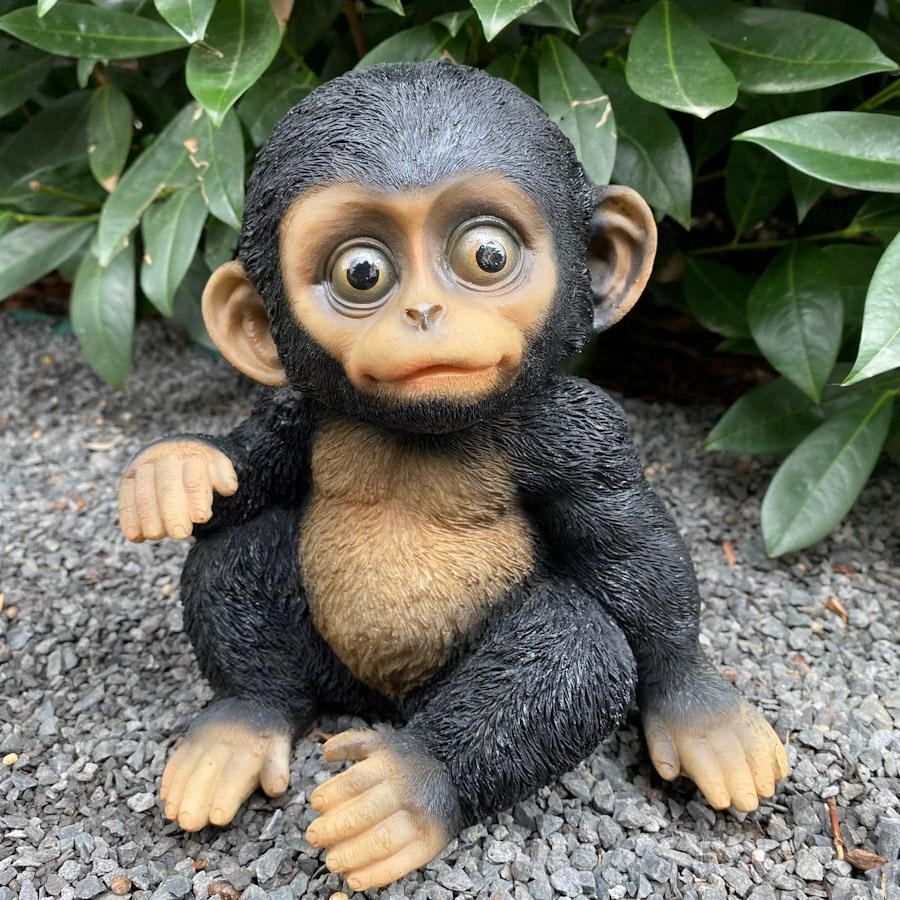 Gartenfigur sitzende Baby Schimpansen Figur 20 cm 