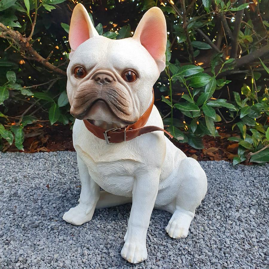 Gartenfigur Französische Bulldogge Figur sitzt 43 cm